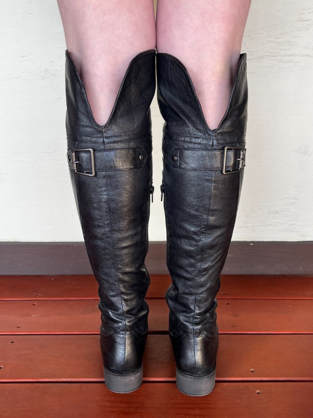 Steve Madden Black Leather Over The Knee Riding Boots Size 9 - Picture 2 of 10